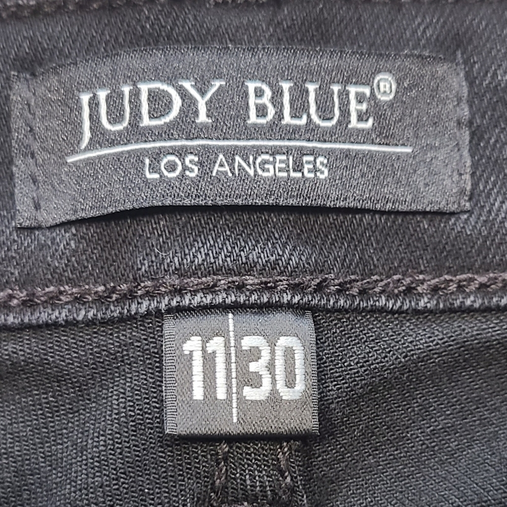 Judy Blue Black Distressed Leopard Patch Skinny Jeans 11/30 Stretch - Picture 6 of 16